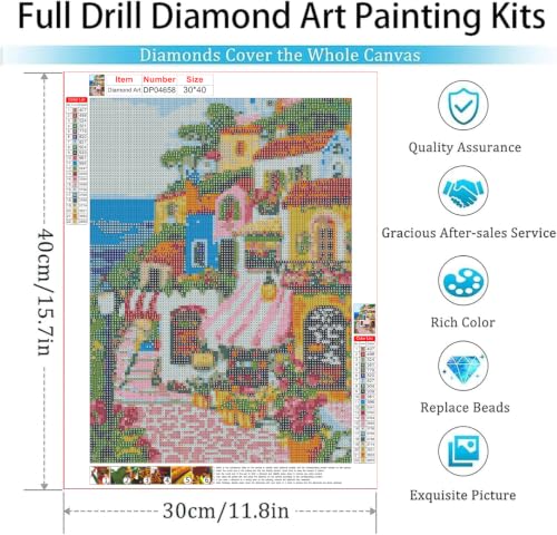 ZeeLionArt 5D DIY Diamond Art Kit, Seaside Building, 12x16 Inch - color: DP04658