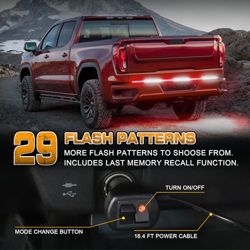 XRIDONSEN 48 inch Red White Tailgate Emergency Lights 288 LED Strobe Lights - color: Red/White
