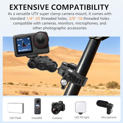 Chelhead Super Clamp Camera Mount with Phone Holder for Up to 3" Tubes - style: For Camera & Phone