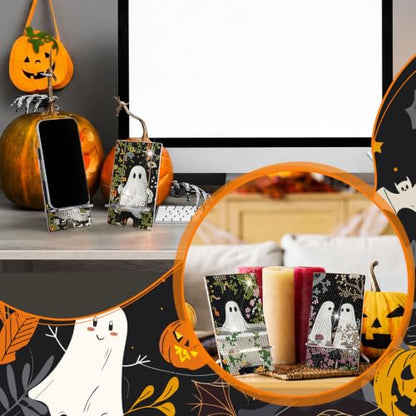Saillong 6 Pcs Halloween Ghost Diamond Painting Phone Holder, Full Drill - style: Halloween Ghost