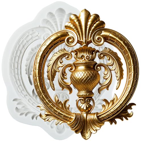 Baroque Scroll Lace Polymer Clay Mold Relief Flower Silicone Molds - color: Style R