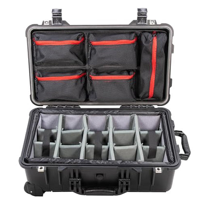 Eylar 22" Rolling Carry-On Travel Hard Camera Case with Adjustable Padded Divider & Lid Organizer, Waterproof, Shockproof For Equipment, Drones And Cameras, TSA Standard