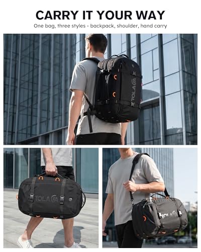 Tolaccea Travel Backpack 40-50L, 16" Laptop Carry On Duffle for Travel Work - color: Black