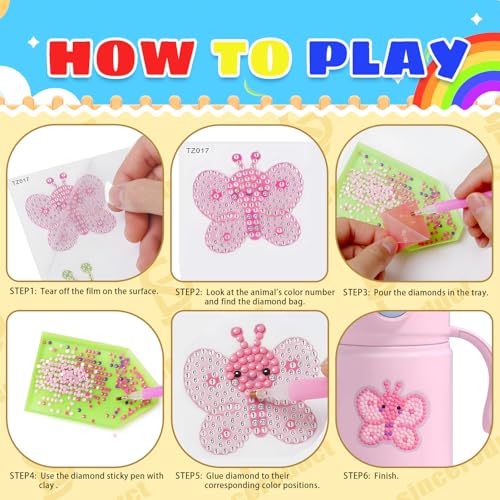sinceroduct 64 PCS 5D Diamond Sticker Kit, Animals and Dinosaurs - color: 64 Animals
