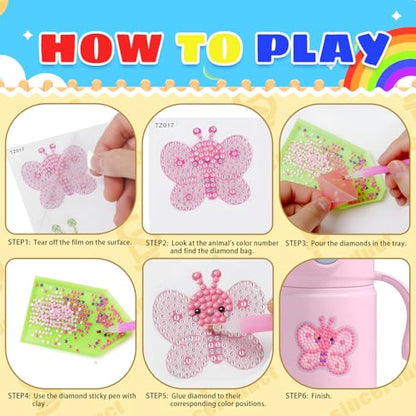 sinceroduct 64 PCS 5D Diamond Sticker Kit, Animals and Dinosaurs - color: 64 Animals