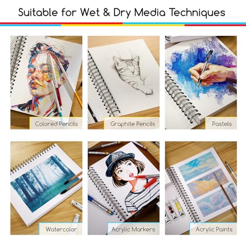 MEEDEN Mixed Media Paper Pad: 9"x12", 112lb/165gsm, 60 Sheets, Spiral Bound
