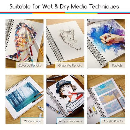 MEEDEN Mixed Media Paper Pad: 9"x12", 112lb/165gsm, 60 Sheets, Spiral Bound
