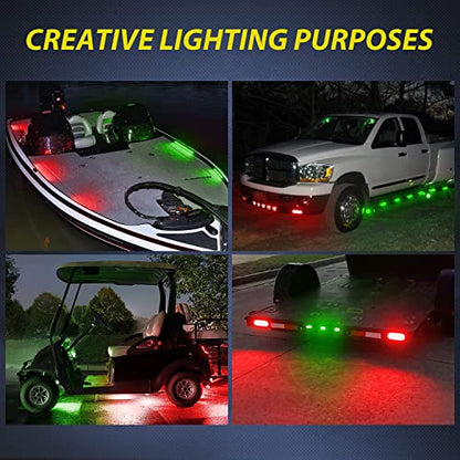 Nilight Side Marker Light 10PCS 3.8" Red Green 6LED Indicator Lights - color: 3.8" Red Green 10Pcs