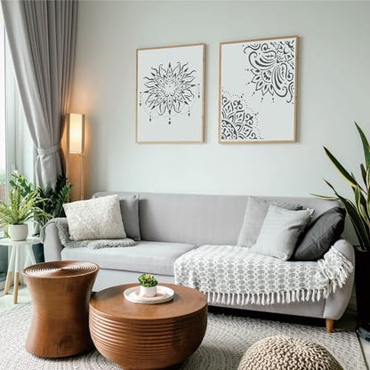 9 Pack Large Mandala Stencils, 12 Inch Templates for Wood and Walls