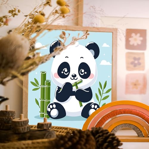 Gemozaic Panda Paint by Numbers Kit for Kids Ages 4-12 with Frame & Easel - color: BKH1889