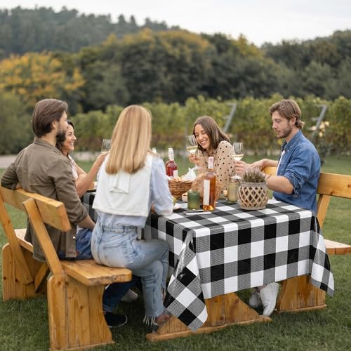 Oudain 54 Inch x 100 ft Black and White Gingham Tablecloth Roll Cutter Box - style: Black Gingham
