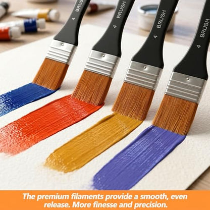 4pcs Flat Paint Brushes for Acrylic Painting, Wide Paint Brushes for Oil Painting, Applying Gesso, Varnish, Watercolor