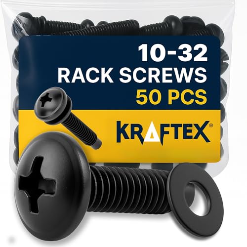 10-32 Rack Screws 50-Pack - Versatile Server Rack Accessories for Network Cabinets, Audio Mounts, Studs and Recording Studio Includes Nylon Washers. Perfect for Rackmounts - size: 10-32 (50 Pack)