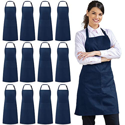 Syntus 12 Pack Apron with 2 Pockets Aprons for Men Women, Polyester, Blue - color: Nautical Blue