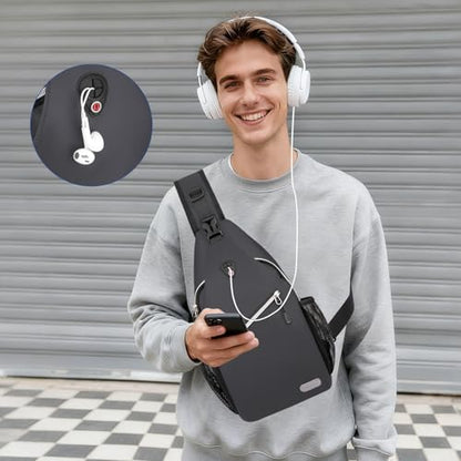 MOSISO Small Sling Bag for Men, Crossbody Shoulder Chest Daypack Bag - color: Space Gray