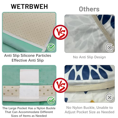 Remote Control Holder for Armchair Caddy, Remote Holder with 5 Pockets - color: MintGreen, size: 35"x18"