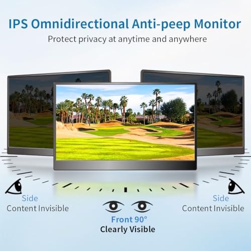 Portable Monitor Touchscreen 14",USB-C & FHD External Display 100% sRGB Anti-Glare Eye Care,Privacy Protection,Low-Power,VESA Mountable Travel Monitor for Laptop/Mac/Gaming/Office - size: 14 inches