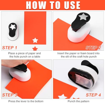 CHENGU 3 Pack Star Hole Punch 2"/1"/0.6", Black - color: Black, style: Star
