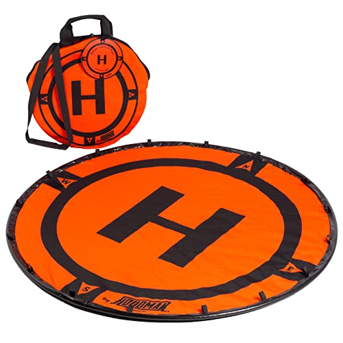 Hoodman 3 Foot Weighted UAV Drone Landing Pad - fits Matrice 4E, Mini 4 Pro, mini 3 pro, mavic, spark - Durable, No Stakes Required, collapses to 1/3 of deployed size - size: 3 Foot Pad
