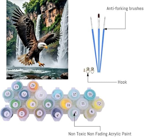 askkqtx Eagle Paint by Numbers Kit for Adults Unframed 16x20 Inch - color: MT21928