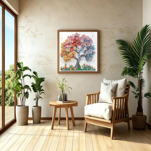 5D Diamond Art Kits for Adults Beginner,Colorful Tree Diamond Painting Kits - color: Flower Tree