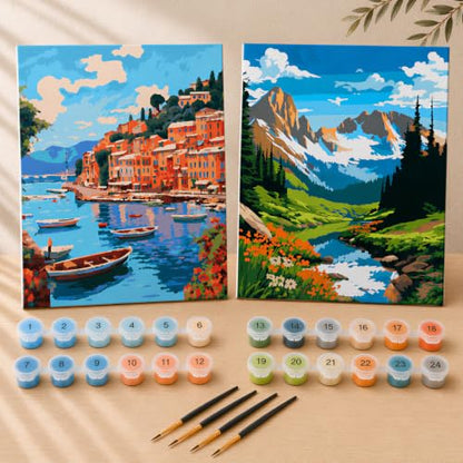 Beautiful Paint By Number Kit for Adults - Painting Set with 2 Canvases