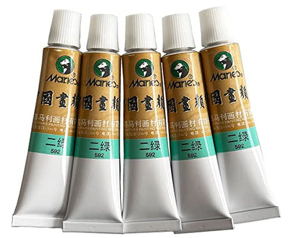 Easyou Marie's Chinese Painting Color Tubes Watercolor Set 12mlx5PCS No.592 Green Label2 - color: Mc592GreenLabel2
