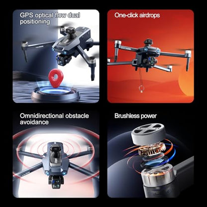 Airdrop Drone with Camera, Drones GPS Auto Return Foldable for Adults