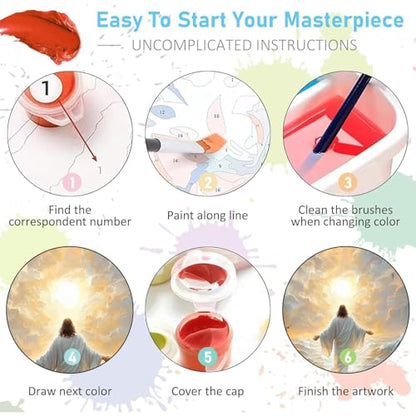Jesus Paint by Numbers Kit for Adults Framed Canvas 12X16 in, Frameworkless - color: YH02829