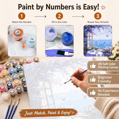 AUKELHJ Paint by Numbers Kit for Adults Beginner, Window View, 16x20 Inch - color: 06-Landscape