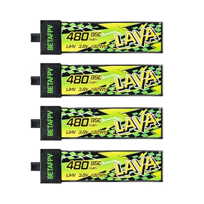 BETAFPV 4pcs Lava II 1S 480mAh LiHV Battery 3.8V 95C with BT2.0 Connector