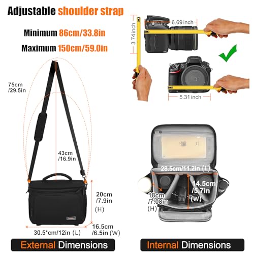 Cwatcun Large Camera Sling Bag, Crossbody Case with Rain Cover - size: L