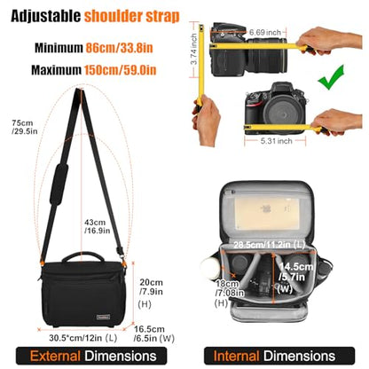 Cwatcun Large Camera Sling Bag, Crossbody Case with Rain Cover - size: L