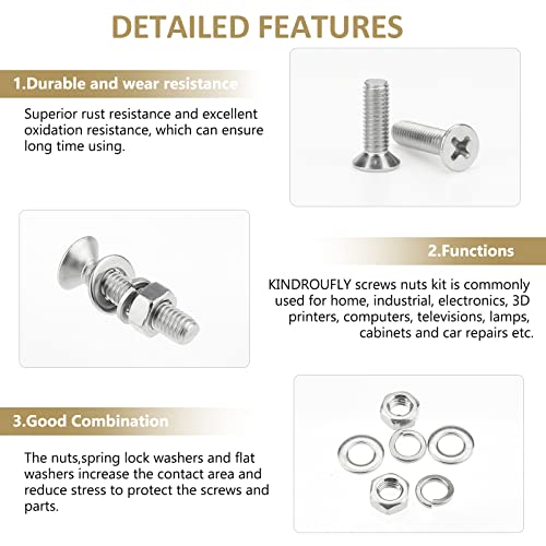 1285 Pieces M2 M2.5 M3 M4 Phillips Countersunk Head Machine Screws Nuts Washers Assortment Kit, 304 Stainless Steel, Fully Machine Thread - size: M2 M2.5 M3 M4, style: Phillips Countersunk Head
