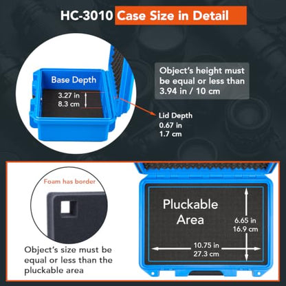 Lykus HC-3010 Waterproof Hard Case with Foam, Inner Size 10.75*6.65*3.94in - color: Blue, size: HC-3010