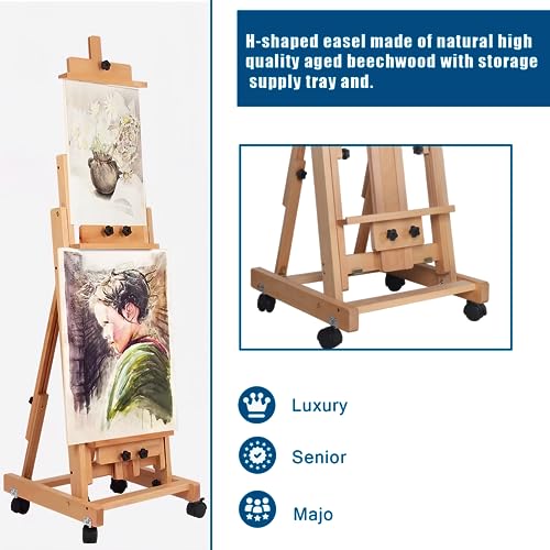 56 to 91" Adjustable Large Movable Artist Studio Easel Wooden Art Stand H-Frame