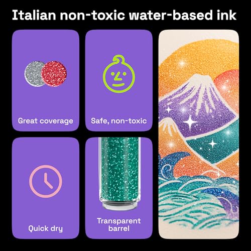 ARTISTRO 12 Glitter Paint Pens for Glass Marking - Extra-Fine Tip - color: Glitter