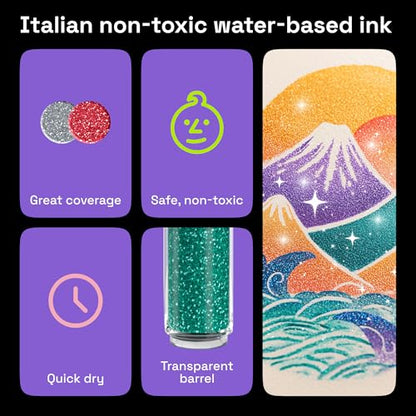 ARTISTRO 12 Glitter Paint Pens for Glass Marking - Extra-Fine Tip - color: Glitter