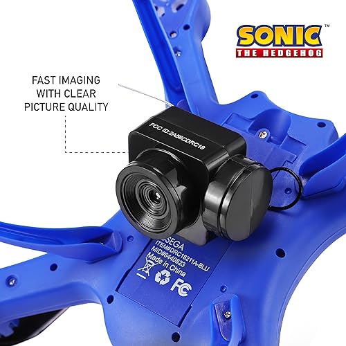 Sonic The Hedgehog Sky Racer Drone - WiFi Camera, 3D Flips, Variable Speed Settings, Kid's Toy Drone with 10 Min Flight, Auto Hover, and Remote Controler Included