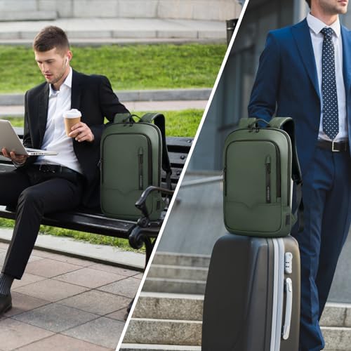 hk Backpack for Men Business Slim Laptop Bag - color: Green, size: 15.6 Inch