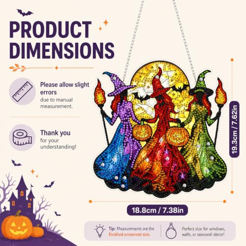 Witch Hanging Diamond Art Kits for Adults, Diamond Painting Suncatchers - color: Witch