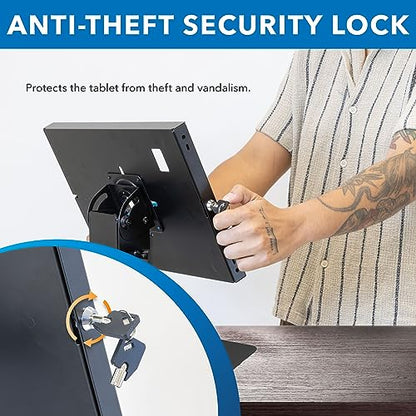 Mount-It! iPad Kiosk Stand, Anti-Theft Steel Countertop Enclosure, Black - color: Black