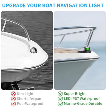 Obcursco Boat Navigation Lights, Red and Green LED Light, Boat Accessories - color: Silver