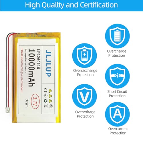 1pc 10000mAh 3.7V LiPo Battery 1S Lithium Polymer Rechargeable Battery with Protective Board Insulation Coating PH2.0 Plug