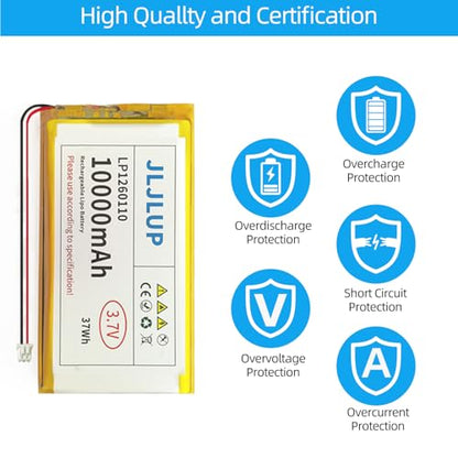 1pc 10000mAh 3.7V LiPo Battery 1S Lithium Polymer Rechargeable Battery with Protective Board Insulation Coating PH2.0 Plug