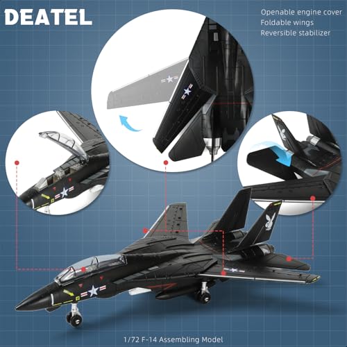 SEBUNAS 1:72 Scale F-14 Tomcat Fighter Jet Quick Build Model Kit (Black) - color: 2.F14 Black