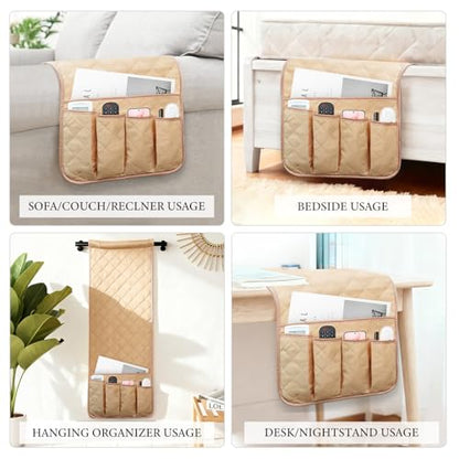 Armchair Caddy for Recliner, Non Slip Sofa Arm Organizer, Khaki - color: LIGHT KHAKI