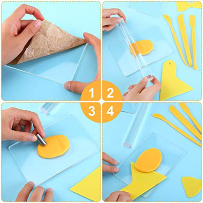 Honoson 23 Pcs Clay Sculpting Tools Set with Roller Cutters,Yellow - color: Yellow