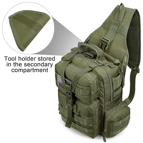 G4Free Large Tactical EDC Sling Bag, Adjustable Holder Backpack for Men - color: New Army Green