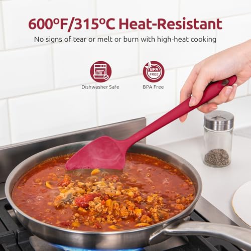 U-Taste 600ºF Heat Resistant Silicone Spatulas for Cooking, 4Pcs/Red - color: Red